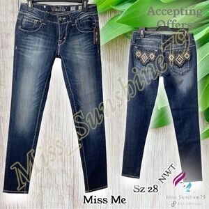Miss Me NEW - Sz 28 - skinny jeans JW5416S3 - subtle rhinestone shine & deco